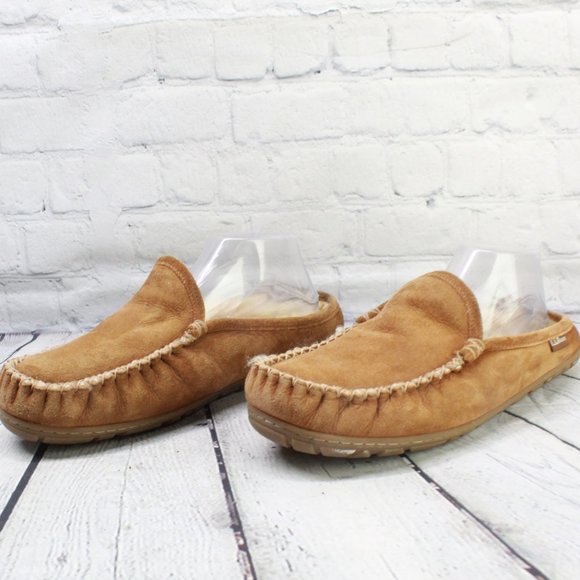 LL Bean Brown Suede Wicked Good Scuffs Shearling Lined Slippers Size 11 M - Picture 2 of 9